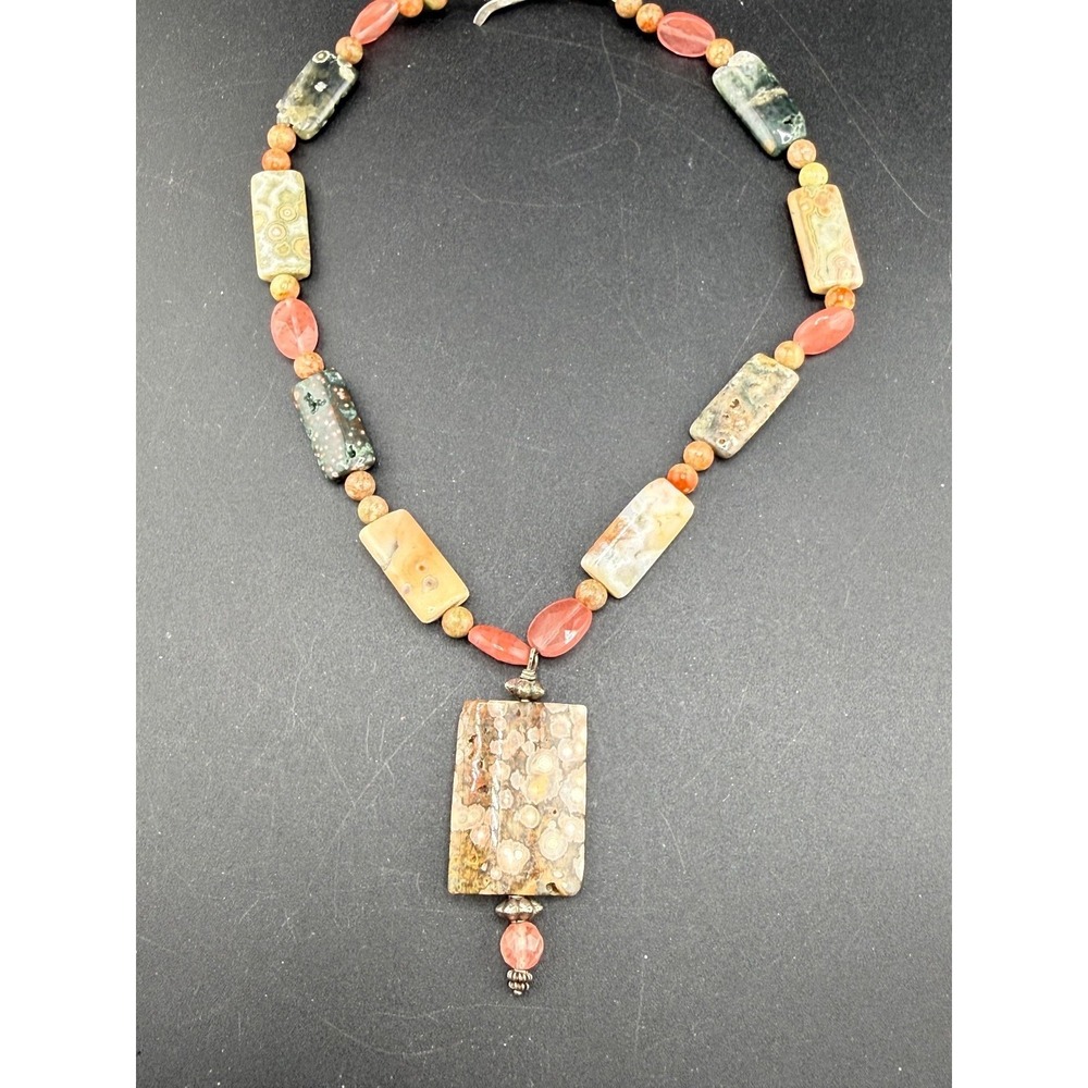 Vintage Estate Statement Necklace Multicolor Polished Stone Southwestern 18in